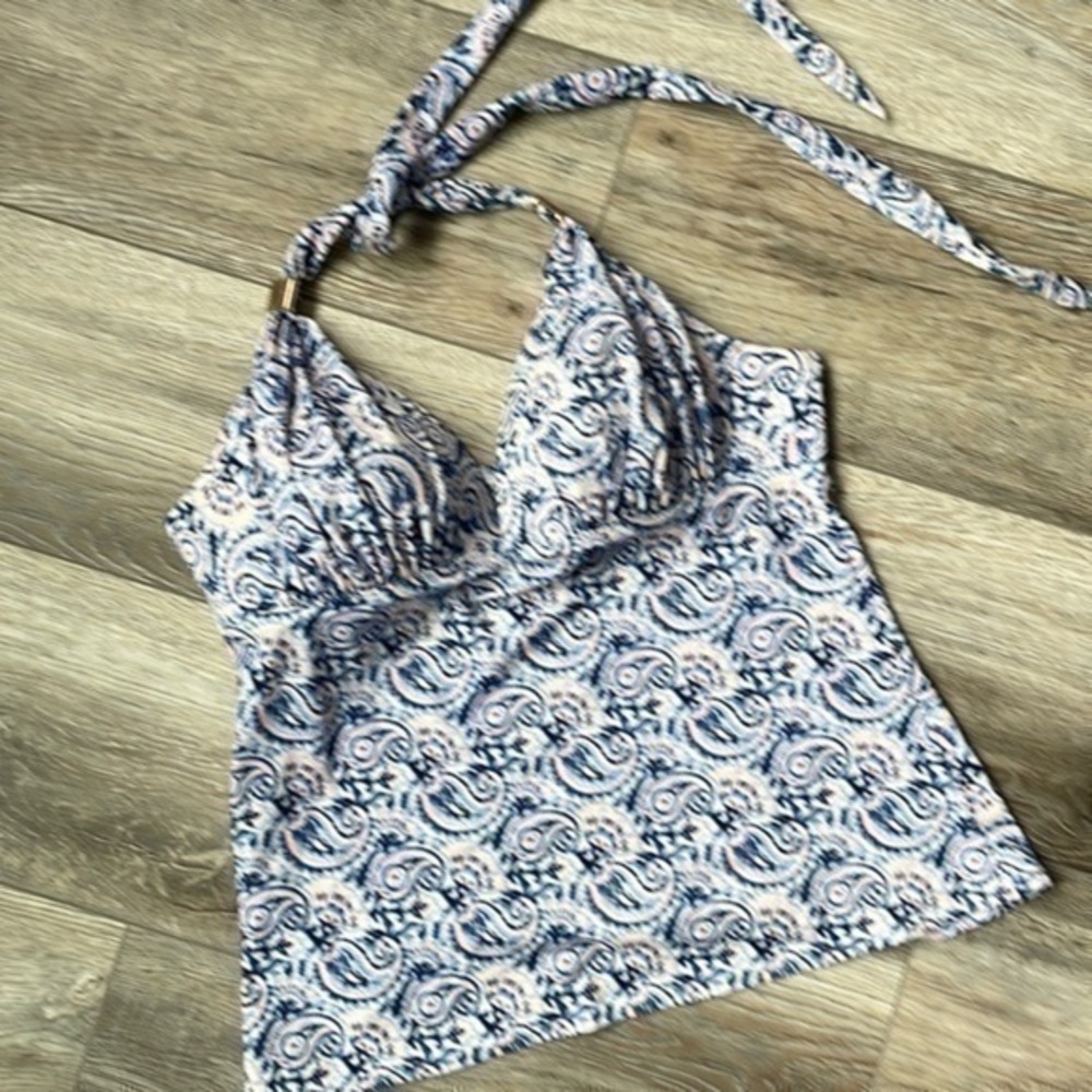 Victoria's Secret Swim top size Medium Halter Paisley Blue & Pink